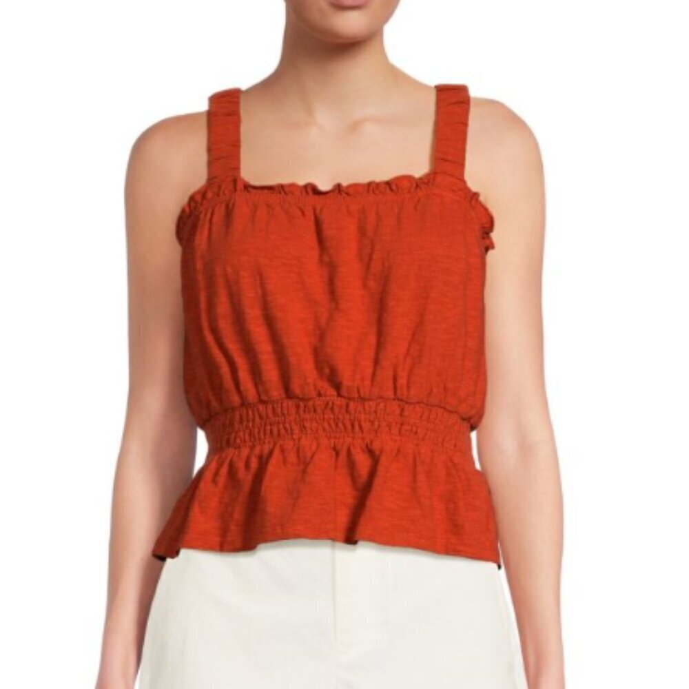 Marine Layer Tank Size S Top Baked Clay Dylan Smocked Sleeveless Fall